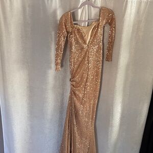 L'ATISTE Shimmering Gold 3/4 Sleeve Dress